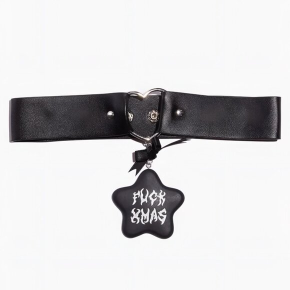 Silver Moon Creations ✦ Black Vegan Leather Star Choker ✦ Gothic Punk Xmas NWT - Picture 2 of 7